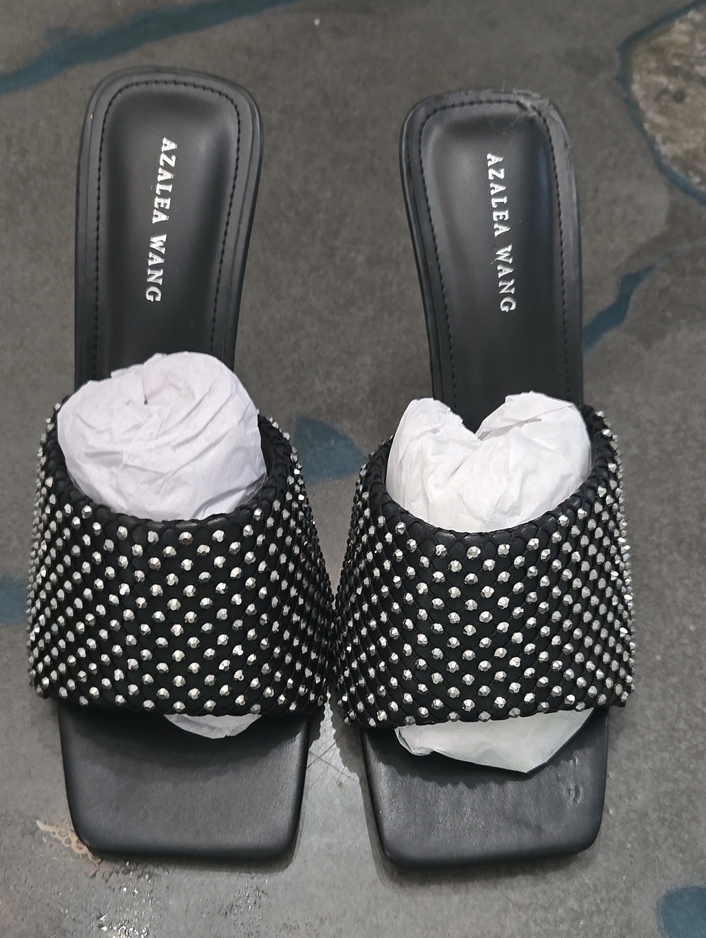 Black Studded Slide Sandals